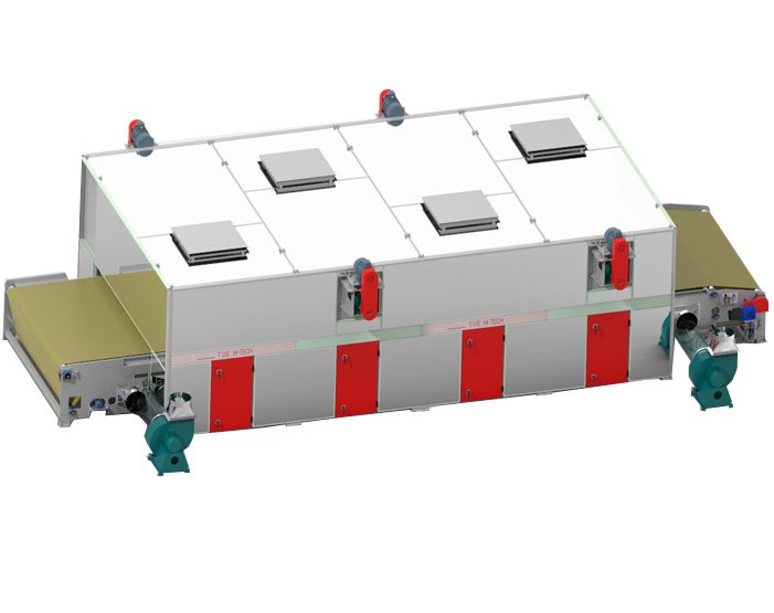 Aire caliente a través del horno